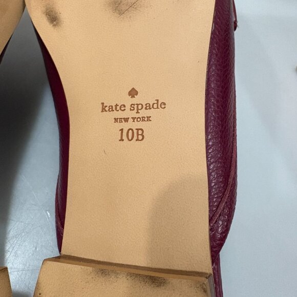 Kate Spade NY 10 B Caelyn Burgundy Red Pebbled Leather Slides Flats - Picture 7 of 8